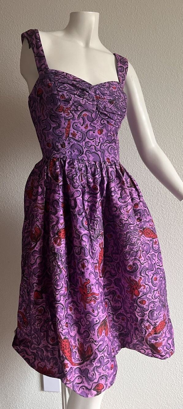 Vixen Micheline Pitt Sea Creature Dress M Mermaid Octopus Rockabilly Psychobilly